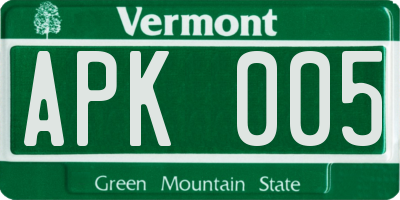 VT license plate APK005