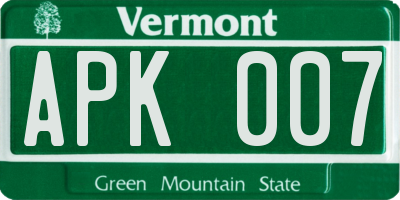 VT license plate APK007