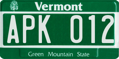 VT license plate APK012