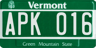 VT license plate APK016