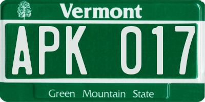 VT license plate APK017