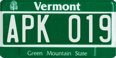 VT license plate APK019