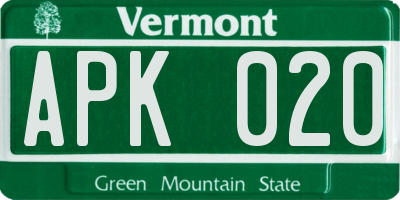 VT license plate APK020