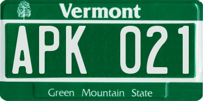VT license plate APK021