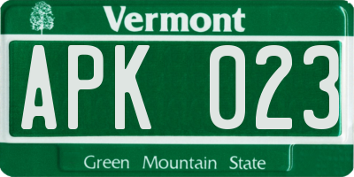 VT license plate APK023