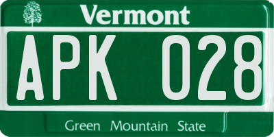 VT license plate APK028