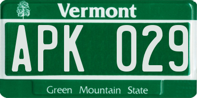 VT license plate APK029