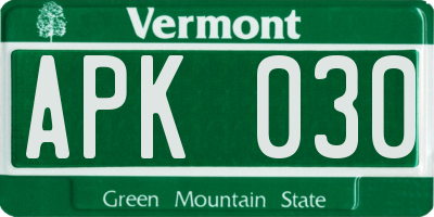 VT license plate APK030