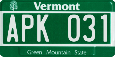 VT license plate APK031