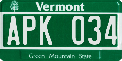 VT license plate APK034