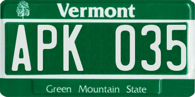 VT license plate APK035