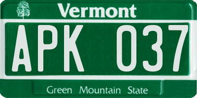 VT license plate APK037