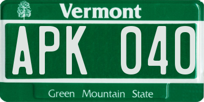 VT license plate APK040