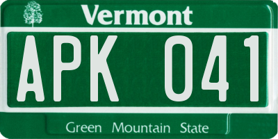 VT license plate APK041