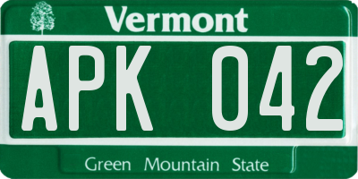 VT license plate APK042