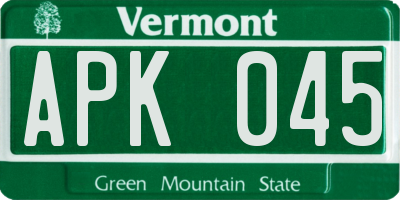 VT license plate APK045