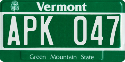 VT license plate APK047