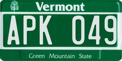 VT license plate APK049