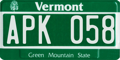 VT license plate APK058