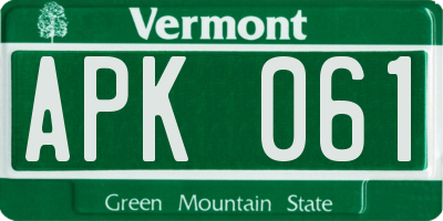 VT license plate APK061