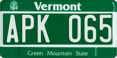 VT license plate APK065
