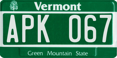 VT license plate APK067