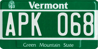 VT license plate APK068