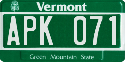 VT license plate APK071