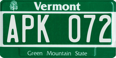 VT license plate APK072