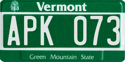 VT license plate APK073
