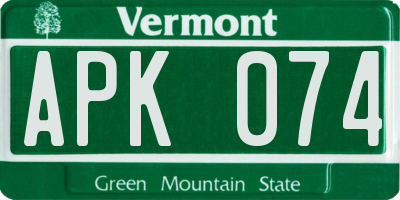 VT license plate APK074