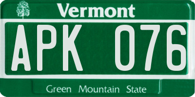 VT license plate APK076