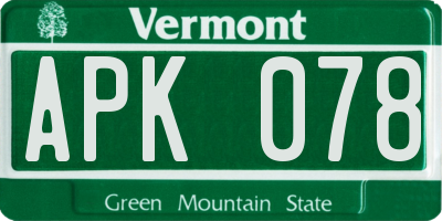 VT license plate APK078