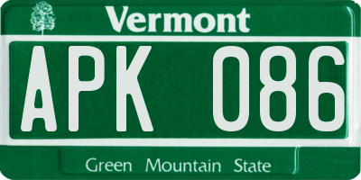 VT license plate APK086