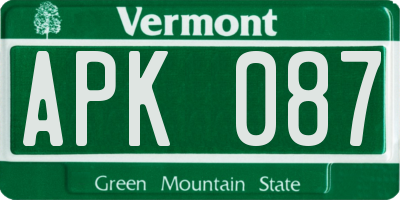 VT license plate APK087
