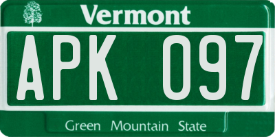 VT license plate APK097