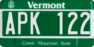 VT license plate APK122