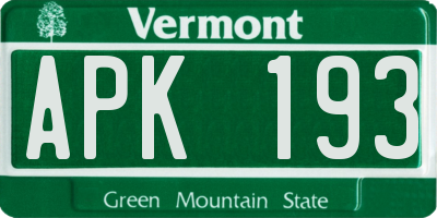 VT license plate APK193