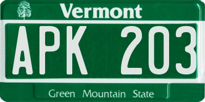 VT license plate APK203