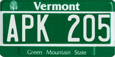 VT license plate APK205