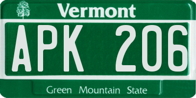 VT license plate APK206