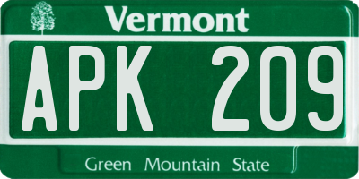 VT license plate APK209