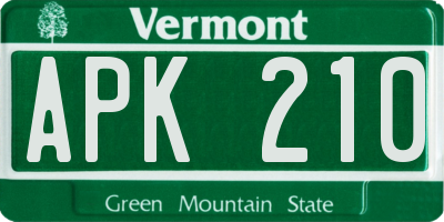VT license plate APK210