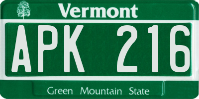 VT license plate APK216