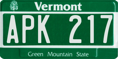 VT license plate APK217