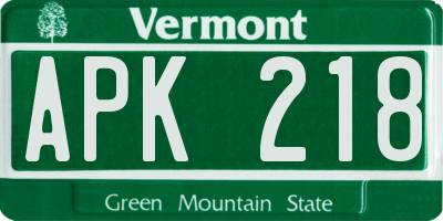 VT license plate APK218