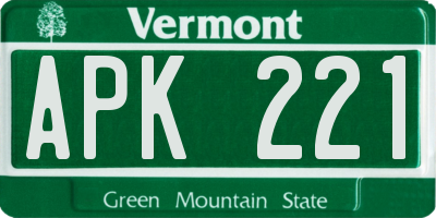 VT license plate APK221