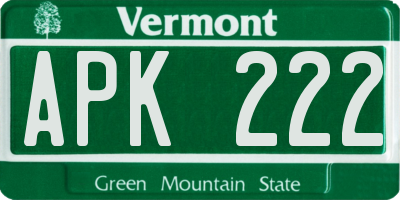 VT license plate APK222