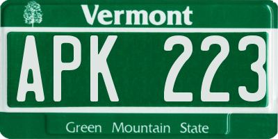 VT license plate APK223