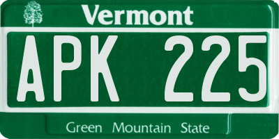 VT license plate APK225